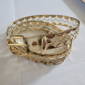 Clear Plastic Belt with Gold Metal Design